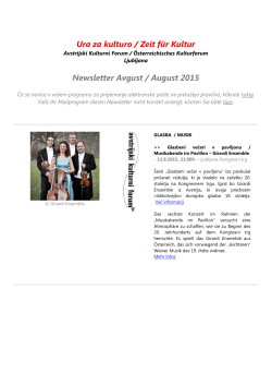 Ura za kulturo / Zeit für Kultur Newsletter Avgust / August 2015