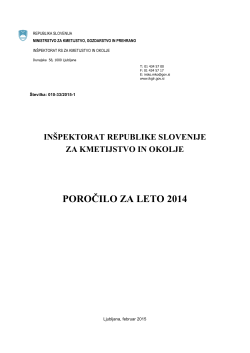 Letno poročilo IRSKO 2013 - Inšpektorat RS za kmetijstvo
