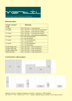 Dimenzije oglasov Format / prostor v reviji Dimenzije 1/1 stran 210 x