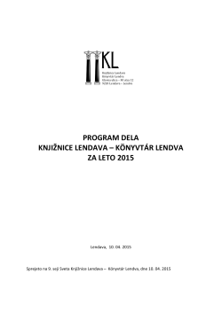Program dela 2015 - Knjižnica Lendava