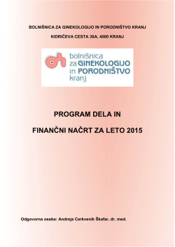 Finančni načrt 2015 - Bolnišnica za ginekologijo in porodništvo Kranj