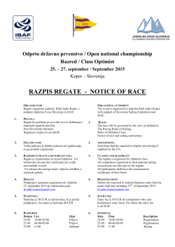RAZPIS REGATE - NOTICE OF RACE