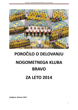 Celotno poročilo DELOVANJA NK BRAVO v letu 2014.