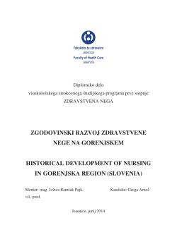 zgodovinski razvoj zdravstvene nege na gorenjskem