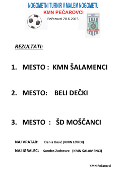 1. MESTO : KMN ŠALAMENCI 2. MESTO: BELI DEČKI 3. MESTO