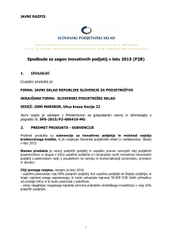 Javni razpis P2B 2015 - Slovenski podjetniški sklad