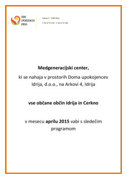 Program Medgeneracijski center Idrija