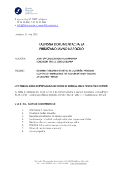 Razpisna dokumentacija za pridržano javno naročilo NMV 1