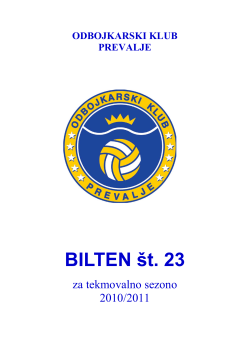 Bilten 2010-2011 - Odbojkarski klub Prevalje