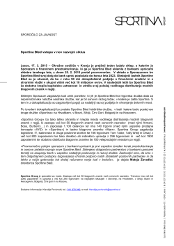 17. marec 2015 / Sportina Bled vstopa v nov razvojni ciklus