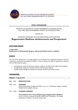 `Regenerative Medicine: Achievements and Perspectives`