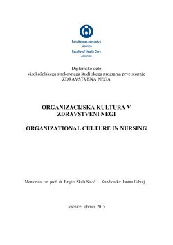 organizacijska kultura v zdravstveni negi organizational culture in