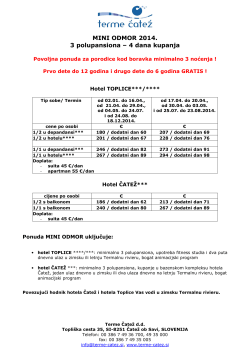 cenovnik - Terme Čatež