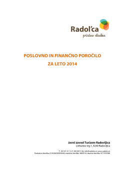 POSLOVNO IN FINANČNO POROČILO ZA LETO 2014