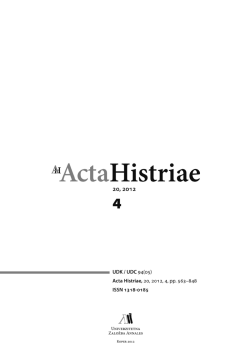 Acta Histriae, 20, 2012, 4 - Zgodovinsko društvo za južno Primorsko