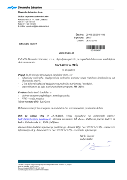 Veljavnost do: 13.10.2015Referent II - Ljubljana