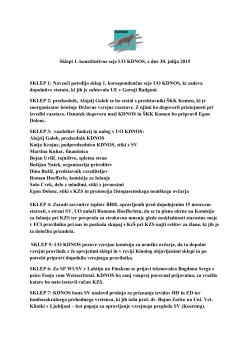 Sklepi 1. konstitutivne seje UO KDNOS, z dne 30. julija 2015 SKLEP