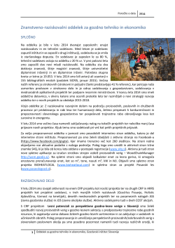 Letno poročilo oddelka 2014 - Gozdarski inštitut Slovenije