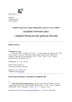 2014_Knjizne novosti - Muzej novej&scaron;e zgodovine Slovenije
