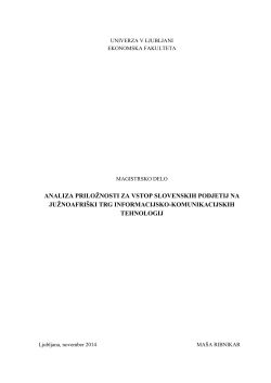 analiza priložnosti za vstop slovenskih podjetij na južnoafri&scaron;ki