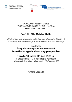 Prof. Dr. Nils Metzler-Nolte Drug discovery and development from