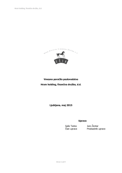 Vmesno poročilo poslovodstva Hram holding, finančna