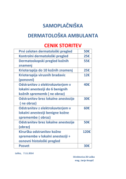 samoplačniška dermatološka ambulanta cenik storitev