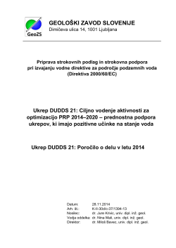 Ukrep DUDDS 21: Poročilo o delu v letu 2014