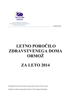 poslovno poročilo za leto 2014