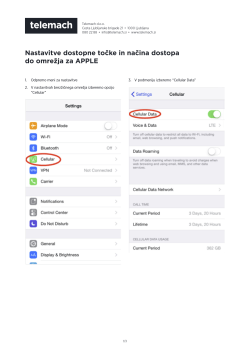 Nastavitve dostopne točke in načina dostopa do omrežja za APPLE