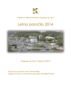 Poslovno poročilo 2014 - Knjižnica Mileta Klopčiča Zagorje ob Savi