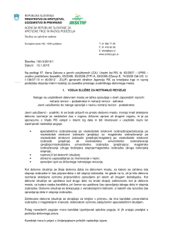 VODJA Službe za notranji revizijo - Agencija Republike Slovenije za