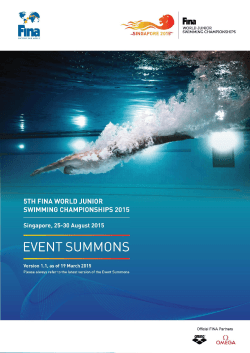 SUMMONS for the 5 th FINA World Junior