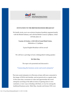 Invitation to BB: Business and Social Enterprise: 20.10.2015
