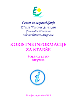 Koristne informacije - Center za usposabljanje Elvira Vatovec Strunjan