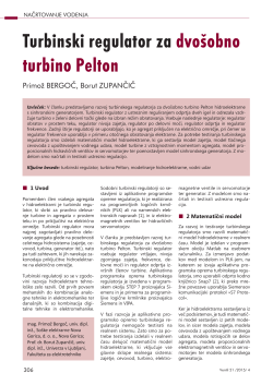 Turbinski regulator za dvošobno turbino Pelton
