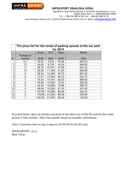 INFRASPORT KRANJSKA GORA, Payment terms: upon an advance