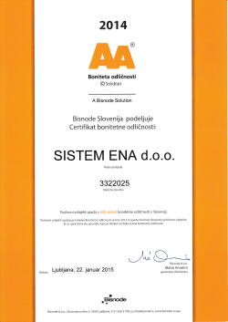 AA Certifikat - Sistem Ena doo