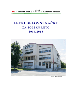 Letni delovni načrt 2014/2015 - OŠ Ludvika Pliberška Maribor