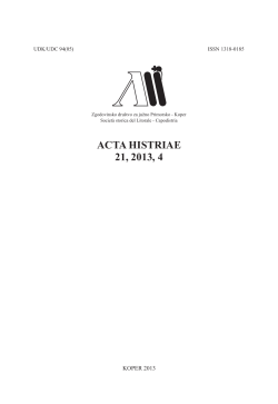 acta histriae 21, 2013, 4 - Zgodovinsko društvo za južno Primorsko