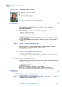 Življenjepis (CV) dr. Marijanca Ajša Vižintin