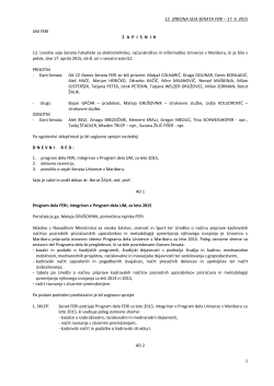 Zapisnik 12. izredne seje Senata FERI 17. 4. 2015