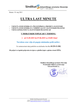 ULTRA LAST MINUTE - Sindikat železniškega prometa Slovenije