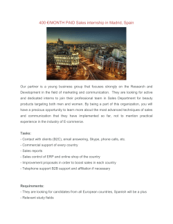400 €/MONTH PAID Sales internship in Madrid, Spain