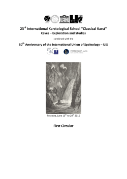 First Circular - 23 rd International Karstological School "Classical karst"