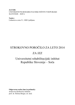 Strokovno poročilo URI - Soča za leto 2014