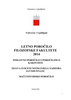 Poslovno poročilo s poročilom o kakvosti FF UL 2014