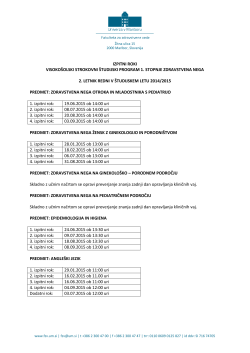 IZPITNI ROKI VISOKOŠOLSKI STROKOVNI ŠTUDIJSKI PROGRAM