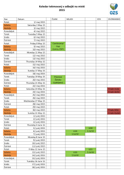 Koledar tekmovanj v odbojki na mivki 2015
