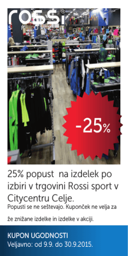 25% popust na izdelek po izbiri v trgovini Rossi sport v